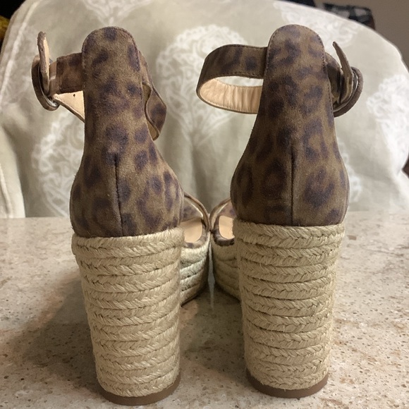 NWOT L’AGENCE Elysee Cheetah-Print Suede Espadrille Wedge Sandals Size 8.5 - Picture 9 of 11